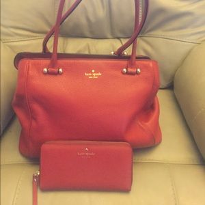 Kate Spade Large Tote bag with matching wallet Red.